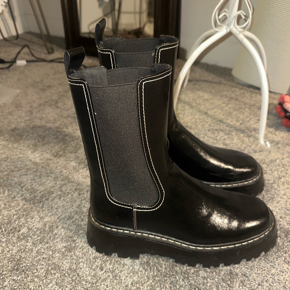 New - Black Leather unisex boots